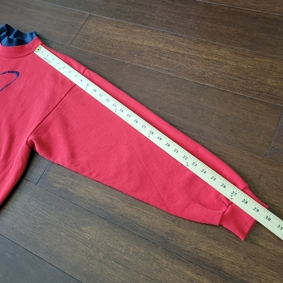 Vtg 90s Women's L Embroidered Mock Neck Pullover Sweatshirt Red Heart Butterfly - Picture 8 of 8